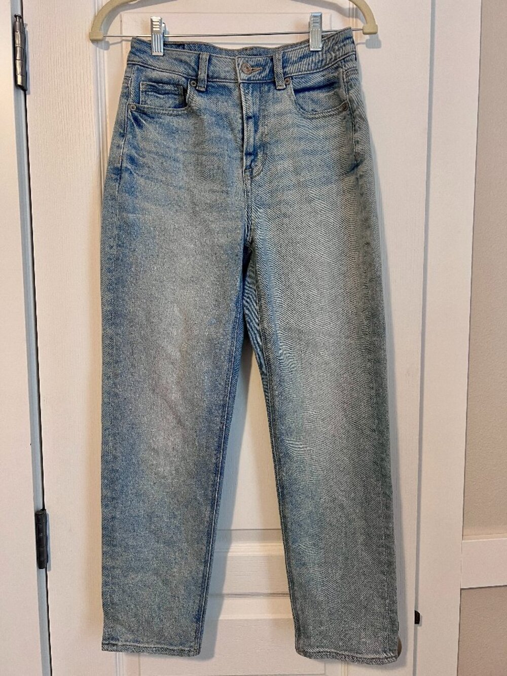 American Eagle Real Good Mom Straight Jeans Light Wash 0 Short